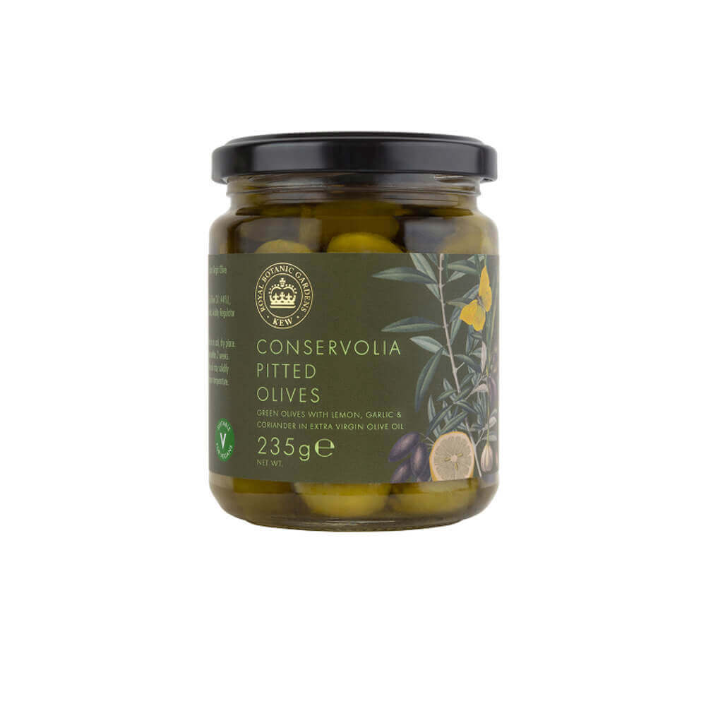 Kew Pitted Green Conservolia Olives W Lemon Garlic & Evoo 245g